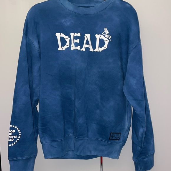 LEVI'S X GRATEFUL DEAD FLEECE blue tie dye CREWNECK SWEATSHIRT XS - Picture 4 of 9